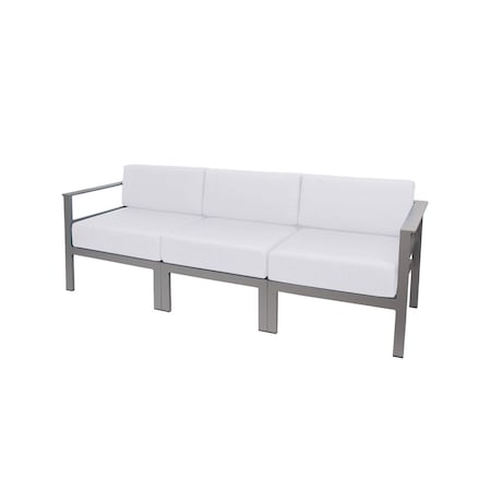 Bfm Seating Belmar 82in Outdoor Sectional Sofa with Sunbrella Cushions, Soft Gray Frame PH6101SG-14091