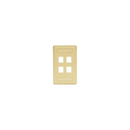 Hubbell 1-Gang 4-Port Keystone Wallplate, Telco Ivory IFP14TI