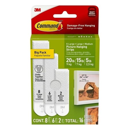Command Picture Hanging Strip, White, 20 lb 17218-16ES
