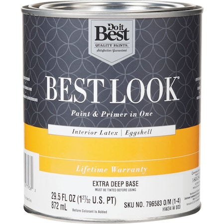 Do It Best Best Look Latex Premium Paint & Primer In One Eggshell Interior Wall Paint Extra Deep Base 1 Qt. HW34W0803-14