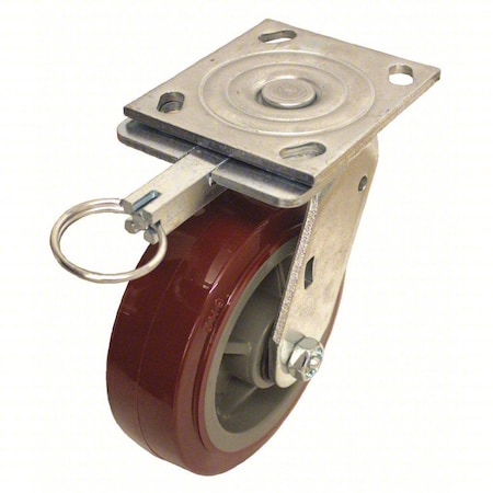 Zoro Select NSF-Listed Plate Caster, 770 lb. Ld Rating, Roller P21S-URP060R-14-DL