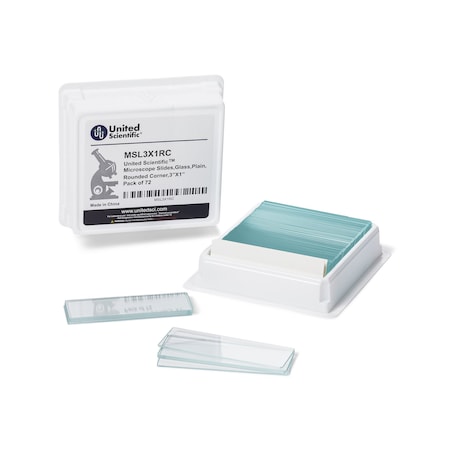 United Scientific Slides, Glass, Plain, Rounded MSL3X1RC