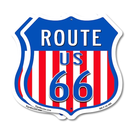 Signmission Route Us 66, 18 inch X 18 inch, Plastic Sign, 2PK SHI-P-2PACK-18-480