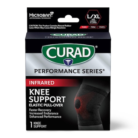 Medline CURAD Performance Series Infrared Elastic Knee Support, Size L/XL, 4 Supports/Case, 4PK CURIM23101LX
