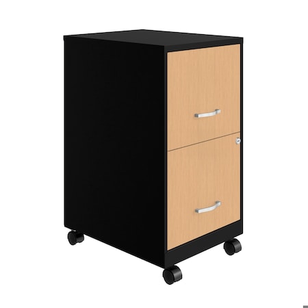 Space Solutions 14.25 in W 2 Drawer Mobile File Cabinet, Black / Platinum Oak 25855
