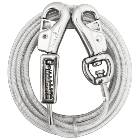 Boss Pet PDQ TieOut with Spring, 15 ft L BeltCable, For Extra Large Dogs Up to 125 lb Q5715SPG99
