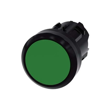 Siemens Pushbutton, 22 mm, round, plastic, green, pushbutton, flat 3SU1000-0AB40-0AA0-ZY15