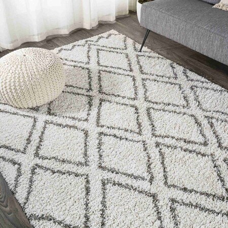Jonathan Y Soller Diamond Trellis Shag Beige/Dark Gray 8 ft. x 10 ft. Area Rug SHG103A-8