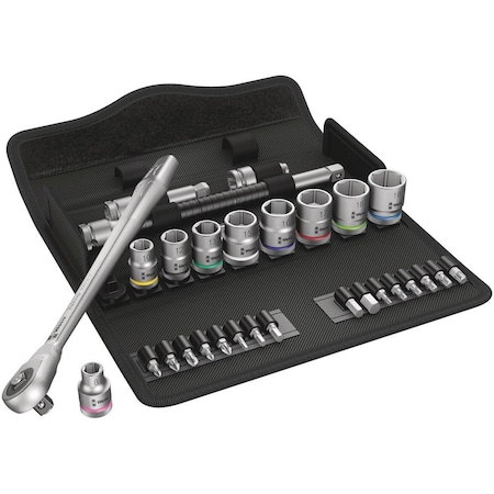 Wera 8100 SB 7 Zyklop Metal Ratchet Set with push-through square, 3/8 in drive, metric, 29 pieces 5004047001