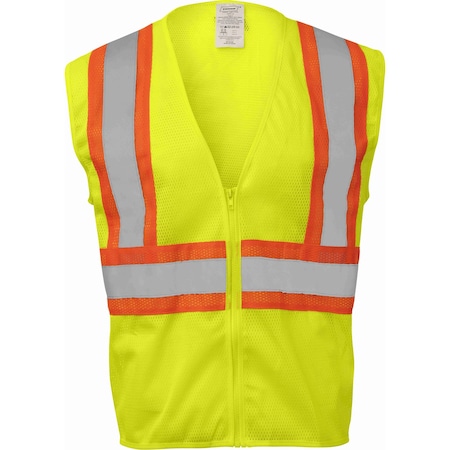 Ironwear Class 2 Hi Vis Two Tone Reflective Polyester Mesh Zipper Safety Vest with H-Back, Lime, 5X-Large 1287-LZ-EC-5XL