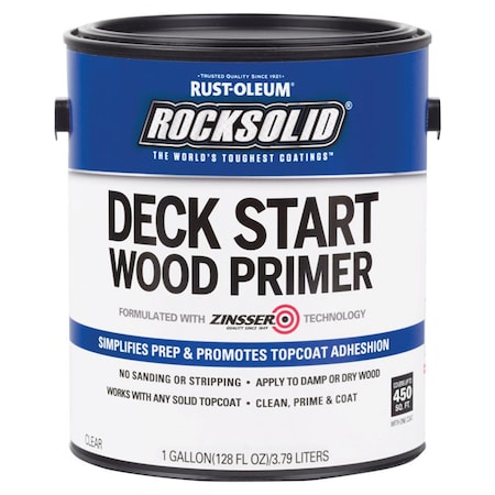 Rocksolid 1 gal Rust-Oleum Water-Based Acrylic Exterior Deck Start Wood Primer Clear- pack of 2, 2PK 1694660