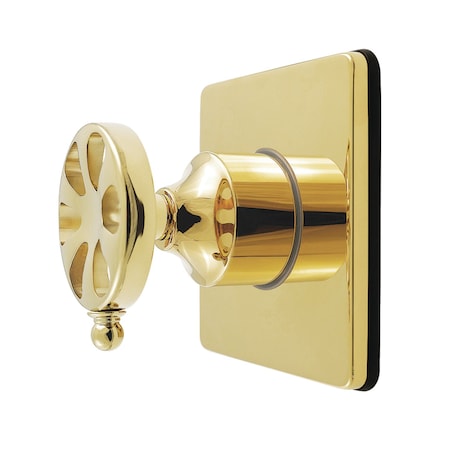 Kingston Brass Single-Handle Six-Way Diverter Valve with Square Trim Kit, Polished Brass KS4042RX