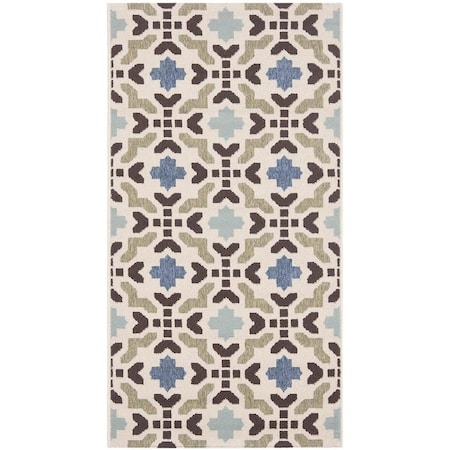 Safavieh Veranda Power Loomed Accent Area RugCream & Aqua 2 ft.7 in. x 5 ft. VER080-0612-3