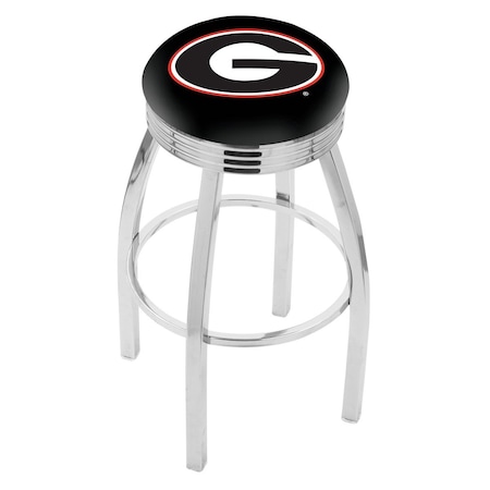 Holland Bar Stool Co 30" Chrome Georgia "G" Swivel Bar Stool, Accent Ring L8C3C30GA-G