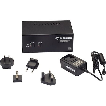 Black Box BLACK BOX KVM SWITCH - 2-PORT, DUAL-MONITOR, DISPLAYPORT 1.2, 4K 60HZ, USB 3.1 HUB, AUDIO KV6222DP