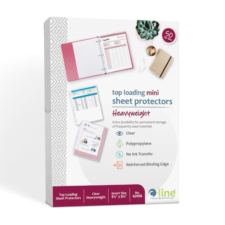 C-Line Products 5-1/2" x 8-1/2" Clear Mini Size Heavyweight Poly Sheet Protectors, 50/BX 62058