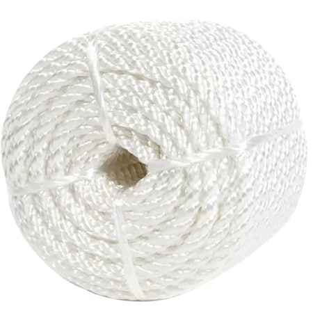 Baron Rope, 1/4 in Dia, 100 ft L, 149 lb Working Load, Nylon, White 63801