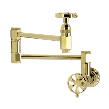 Kingston Brass Wall Mount Pot Filler Faucet, Polished Brass KS5102RX