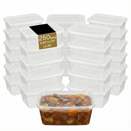 Eco Harmony Products Microwaveable Food Container Tray with Lid, White/Translucent, 750ml, 250PK 804566