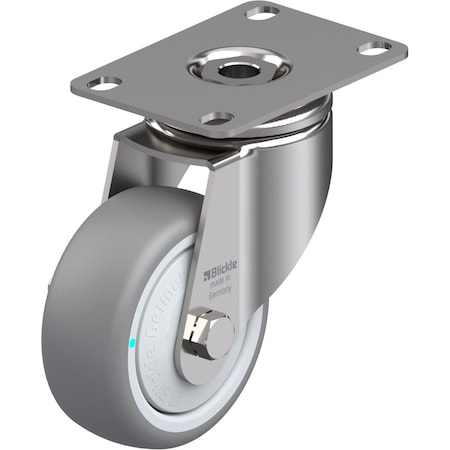 Blickle Swivel Plate Caster, TPR, 3-1/8", 220 lb., Number of Wheels: 1 LKPXA-TPA 80KFD-12