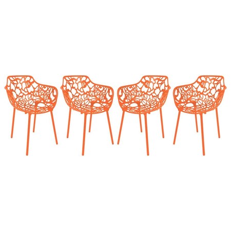 Leisuremod Modern Devon Aluminum Armchair, Orange, 4PK DCA23OR4