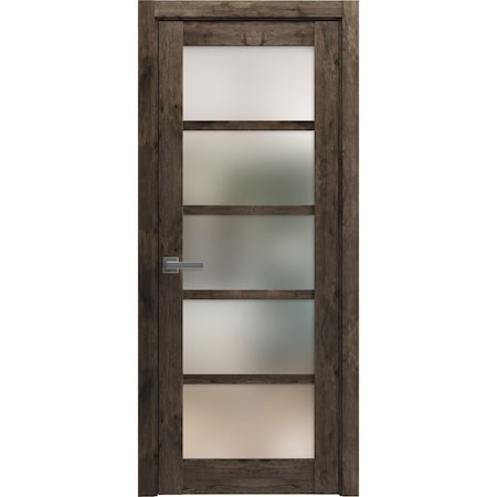 Sartodoors Solid French Door Frosted Glass Oak 24x80 Solid Core Modern Interior QUADRO4002ID-AKA-24