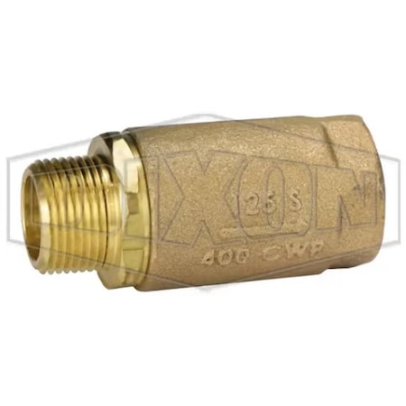 Dixon Ball Cone Check Valve, 3/4 in Nominal, MNPT x FNPT End Style, Brass Body, PTFE Seat Softgoods, Domes 61-204