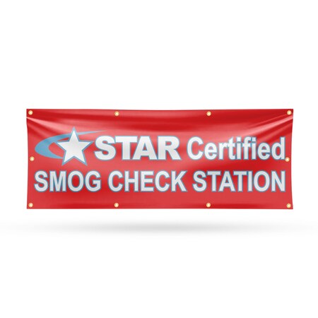 Signmission Star Certified Smog Check Station, 36 Inch x 96 Inch, Vinyl Banner B-96-30865