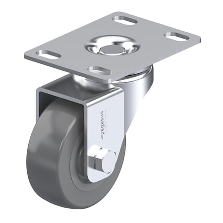 Pegasus Caster, Swivl Plate, Gray PVC On PP, 44 lb. P1S-VP020G-P