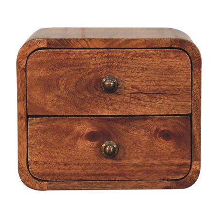 Homeroots 12" Brown Solid Wood Two Drawer Floating Nightstand 653840
