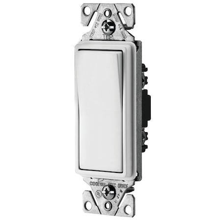 Eaton Wiring Devices 7500 Rocker Switch, 15 A, 120277 V, SPST, Lead Wire Terminal, White C7501W-SP-L