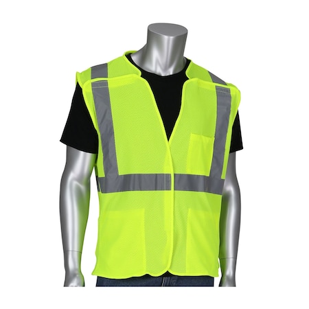 Pip ANSI Type R Class 2 Three Pocket Mesh Breakaway Vest 302-5PMVLY-4X