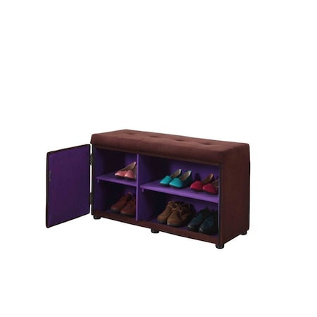Homeroots Brown and Purple Tufted Shoe Storage Bench 469433