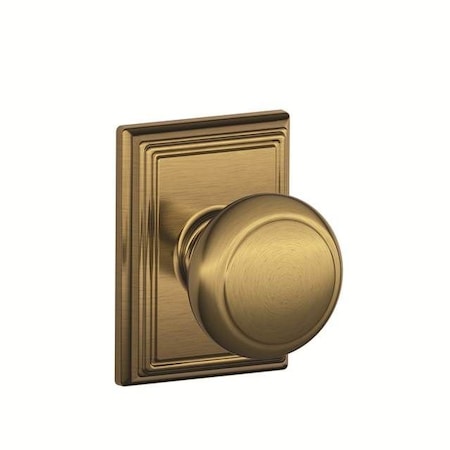 Schlage Residential Andover Knob with Addison Rose Interior Active Trim with 12326 Latch and 10269 Strikes F59AND609ADD