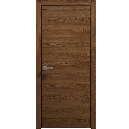 Sartodoors Interior Solid French Door 18 x 80 inches, Ego 5000 Cognac Oak Veneer, Single Regular Panel Frame EGO5000ID-DKO-18