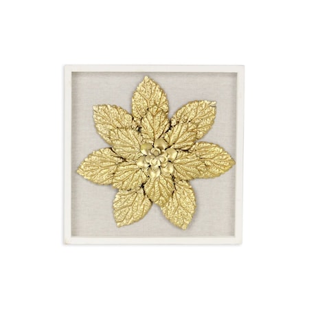 Homeroots 12" X 13" Gold Flower Wood and Metal Wall Decor 489490