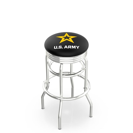 Holland Bar Stool Co 30" Chrome 2-Ring U.S. Army Swivel Bar Stool, Accent Ring L7C3C30Army