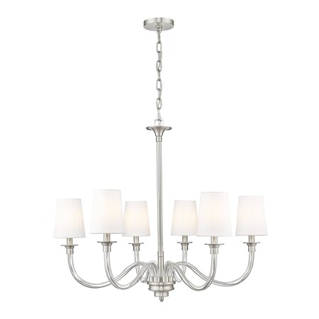 Z-Lite Katerina 6 Light Chandelier, Brushed Nickel, 32 In W x 27.5 In H 1950-6BN