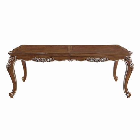 Homeroots 80" Oak and Silver Wood Removable Leaf Extendable Dining Table 631284