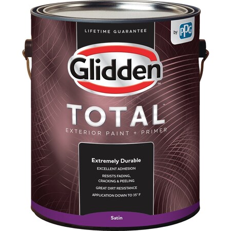 Glidden Total Exterior Paint + Primer Satin Wht & Pastel Base 1 Gallon GLTEX40WB/01