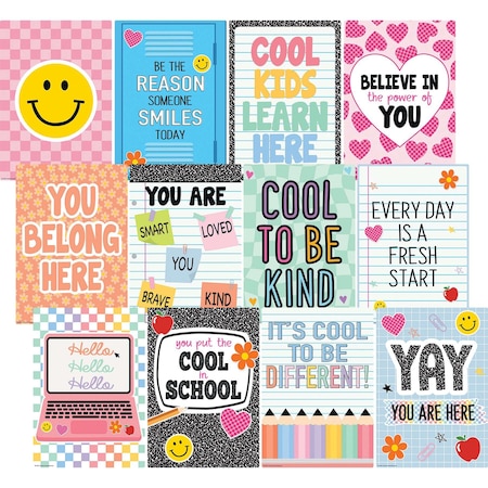 Teacher Created Resources Cool for School Positive Sayings Small Posters, 12-Piece Set 9326