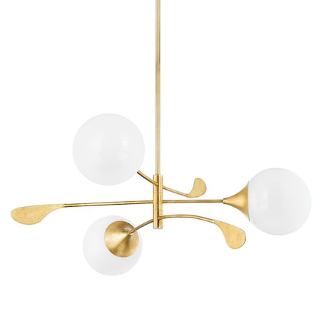 Mitzi Home Ec. X Victoria 3 Light Chandelier 13 In. Vintage Gold Leaf H812803-VGL