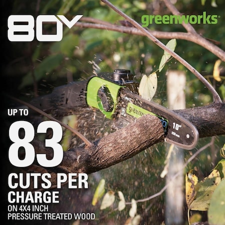 Greenworks 80V 10'' Brushless Pole Saw with 2.0 Ah Battery & Charger 1405802