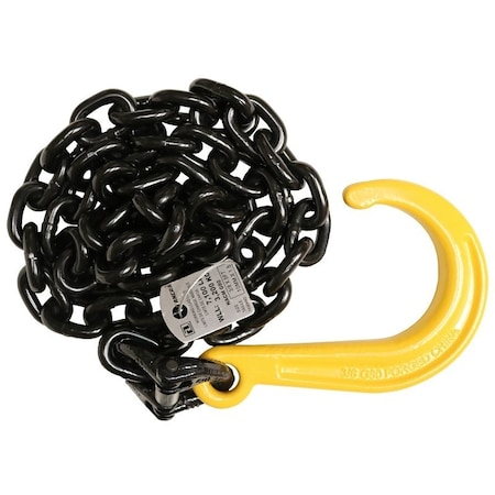 Ancra Mfg Chain Assembly with J-Hook, 5 ft L, 80 Grade, 7100 lb Working Load, Carbon Steel 50739-10-05-2