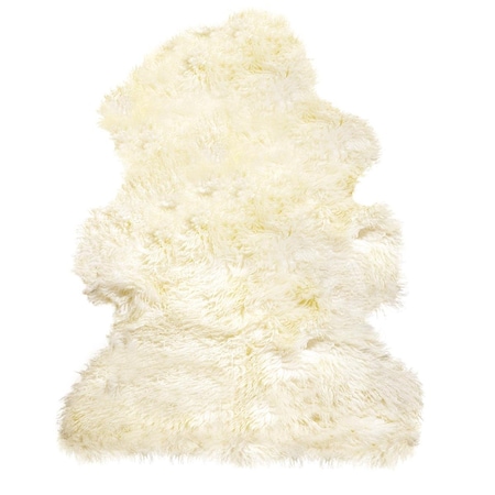 Natural 2 ft. x 3 in. New Zealand Curly Single Sheepskin Rug - 676685001825