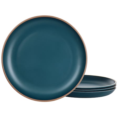 Gibson Home Rockabye 4 Piece Melamine Dinner Plate Set in Dark Teal 136601.04