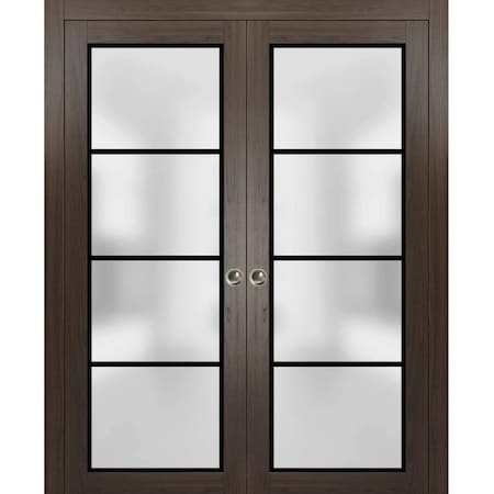 Sartodoors Sliding French Double Pocket Doors with Frosted Glass Planum 2132 48x84 (2* 24x84) Solid Core PLANUM2132DP-CA-48 x 84 (2* 24x84)