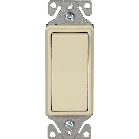 Eaton Wiring Devices 7500 Rocker Switch, 15 A, 120/277 V, 3-Way, Lead Wire Terminal, Ivory 7513V-BOX