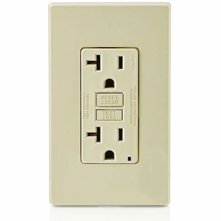 Leviton GFIRcptcl, 20A, 125VAC, Ivory, Polycarbonate GFNT2-I