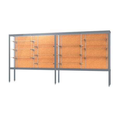 Ghent Display Case Cork 144x66x16, Satin, Aluminum Legs 11412-CK-SN